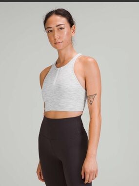 lululemon athletica Energy High-Neck Longline Zip Bra — Light Gray
